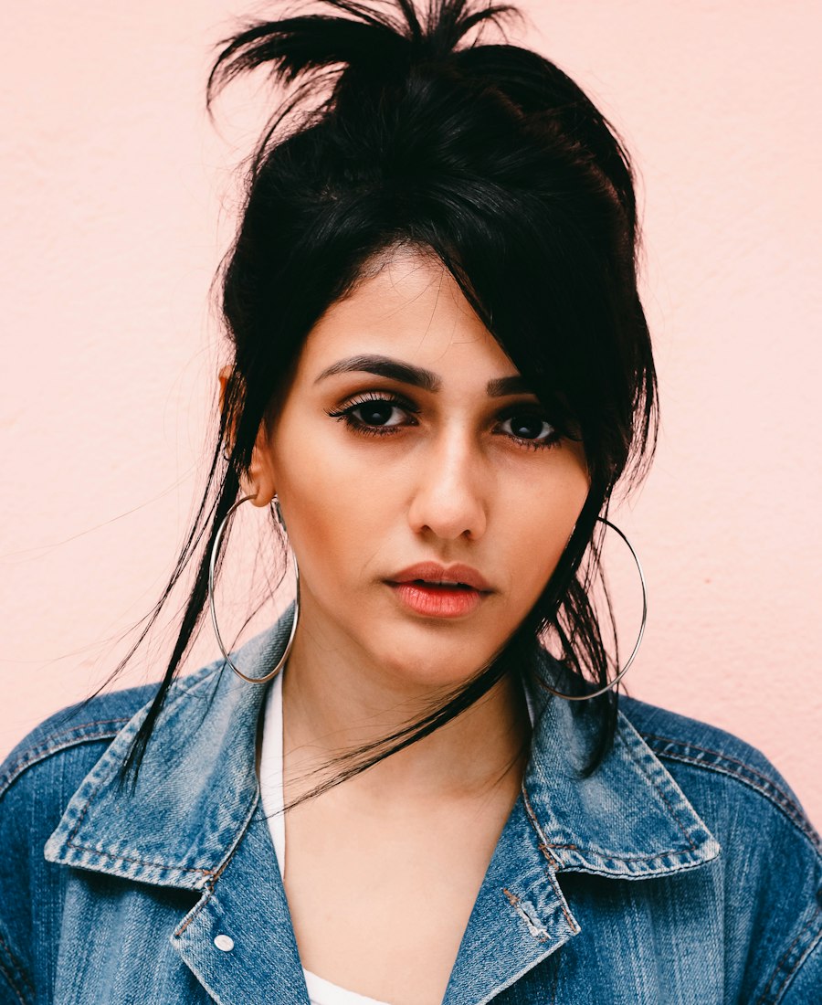 Portrait of a woman in a denim jacket